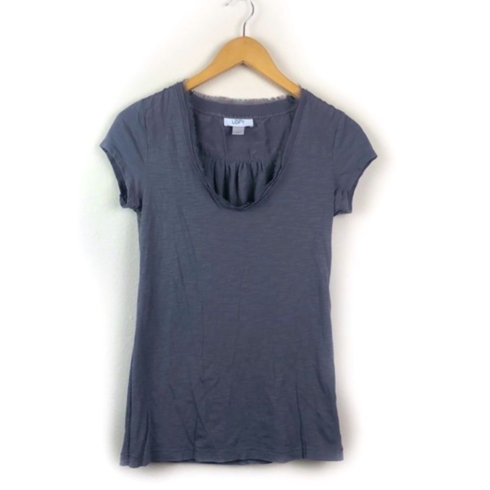 Ann Taylor LOFT Gray Cotton Blouse Size S
